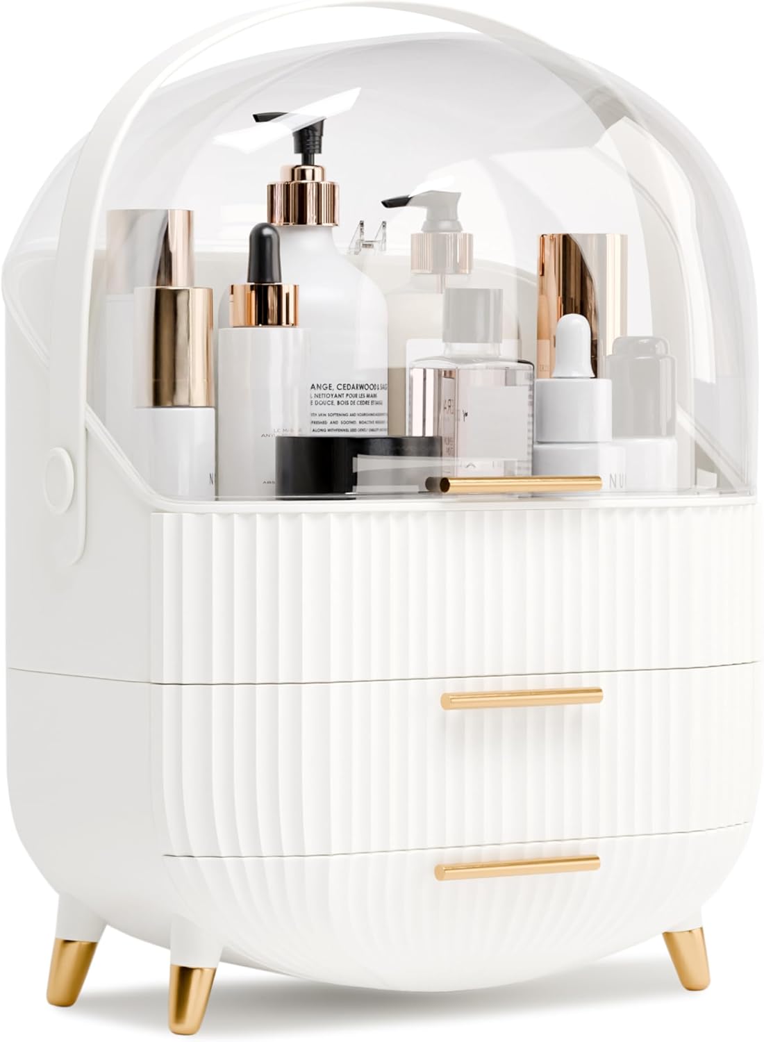 Makeup Organizers and Storage, Make up Organizer for Vanity Cosmetics Skincare Organizers With Lid and Drawers Display Cases for Countertop(White)